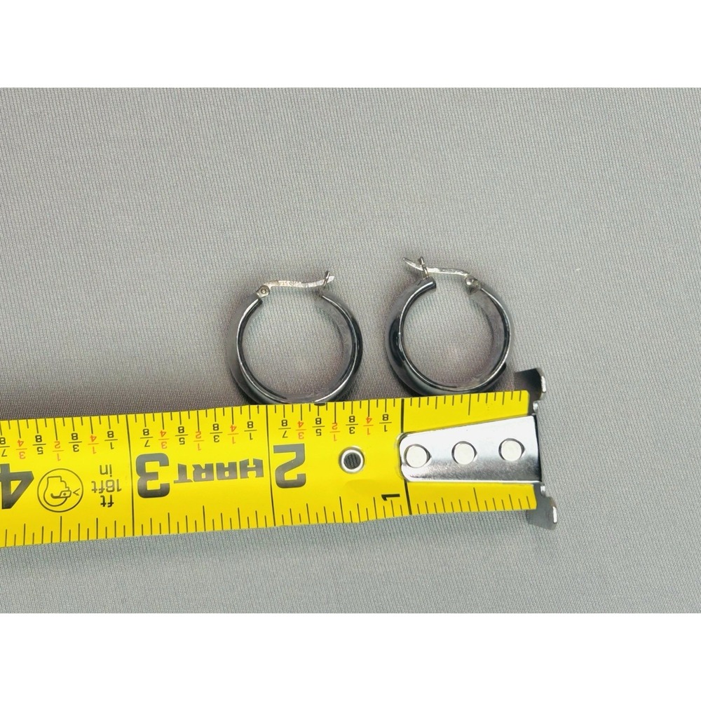 Sterling Silver‎ Hoop Earrings Pair .925 Thailand Jewelry - Picture 9 of 9